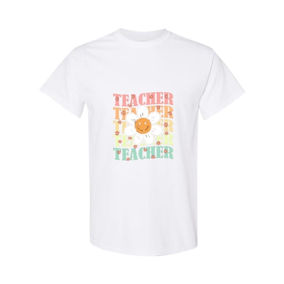 Cute Retro Daisy Flower A Groovy Back To School Teacher Graphic Unisex T-Shirt, for men & women, up to size 5XL