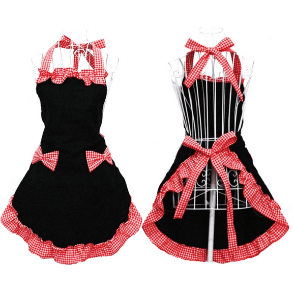 Cute Retro Lovely Vintage Ladies Kitchen Flirty Vintage Aprons for Women Girls with Pockets for Mothers Day Gift