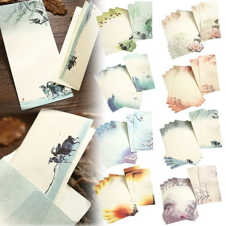 Cute Retro Stationery Set Kawaii Design Writing Paper and Envelopes for Letter Writing