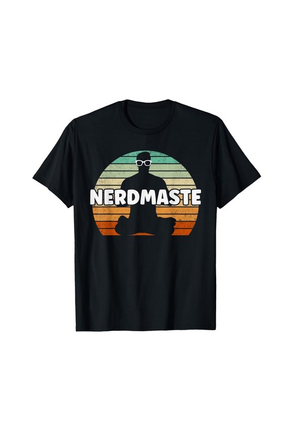 Cute Retro Sunset Meditation T-Shirt for Nerds and Gamers, Fun Hipster Style