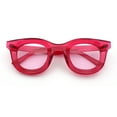 thumbnail image 1 of Cute Retro Super Thick Bevel Horn Rim Round Nerdy Hipster Sunglasses Red, 1 of 8