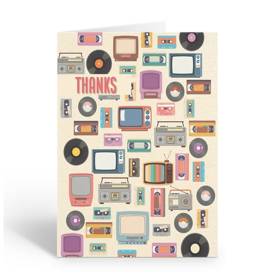 Cute Retro Thank You Note Cards - 10 Note Cards with Envelopes - Retro - B14519