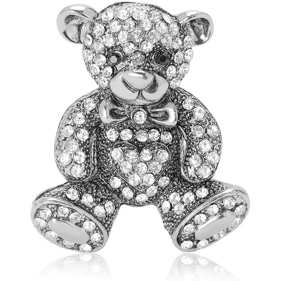 Cute Rhinestone Small Bear Brooch Pins For Women Men Dainty Crystal Bowknot Animal Enamel Corsage Scarf Clips Clothing Shawl Badge Lapel Collar Brooch Fashion Christmas Holiday Birthday Jewelry Gifts