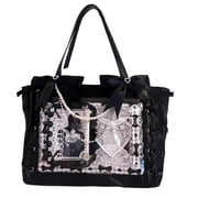 Cute Ribbon Bow Ita Tote Bag, Clear Front Window Anime Pin Display Large Capacity Shoulder Handbag