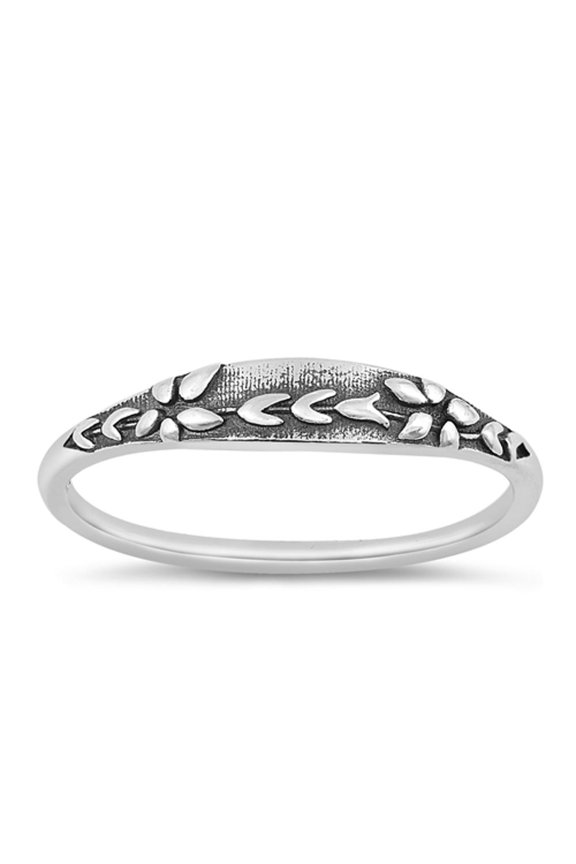 Cute Ring .925 Sterling Silver Oxidized Leaf Band Jewelry Female Male Unisex Size 10