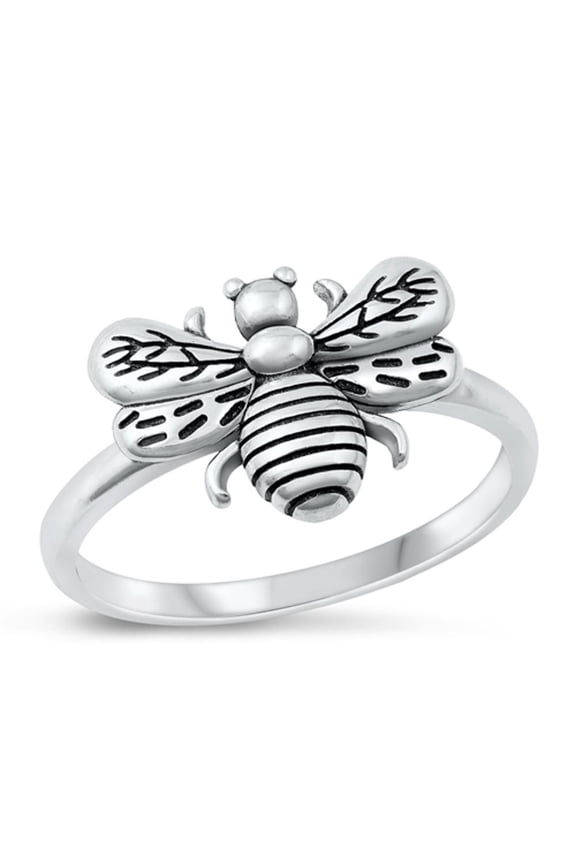 Cute Ring Oxidized .925 Sterling Silver Honey Bumble Bee Band Jewelry Female Male Unisex Size 8