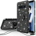 thumbnail image 1 of Cute Ring Stand Glitter Phone Case for Samsung Galaxy S10 Bling Diamond Rhinestone Sparkly Kickstand Cover for Galaxy S10 Case - Black, 1 of 5