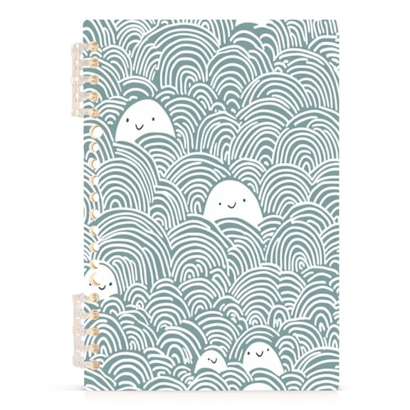 Cute Ripple Pattern A5 8.3x5.7in PP Notebook, Adjustable Rings, 60 Sheets, Diary or Journey Note