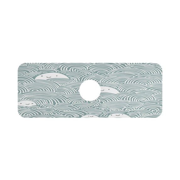 Cute Ripple Pattern Single Compact Faucet Drying Pad 14.7x5.4in Absorbent Mat for Small Sinks, Vanity Countertops