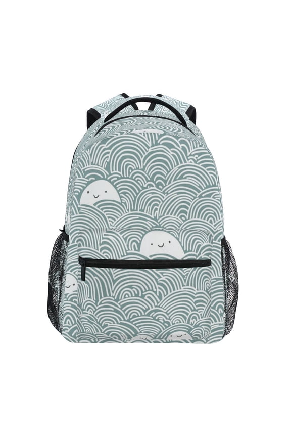 Cute Ripple Pattern Stylish Large Backpack 15L Self-Standing Durable Twill for School, Office and Travel Use