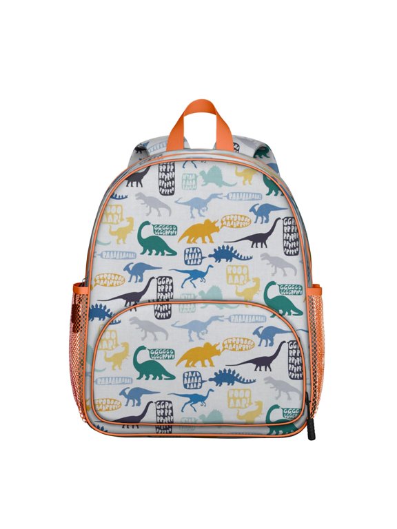 Cute Roaring Dinosaur Student Backpack – Hand-drawn Dino Print with Colorful Jungle Scene, Planets, and Minimalist Artistic Aesthetic