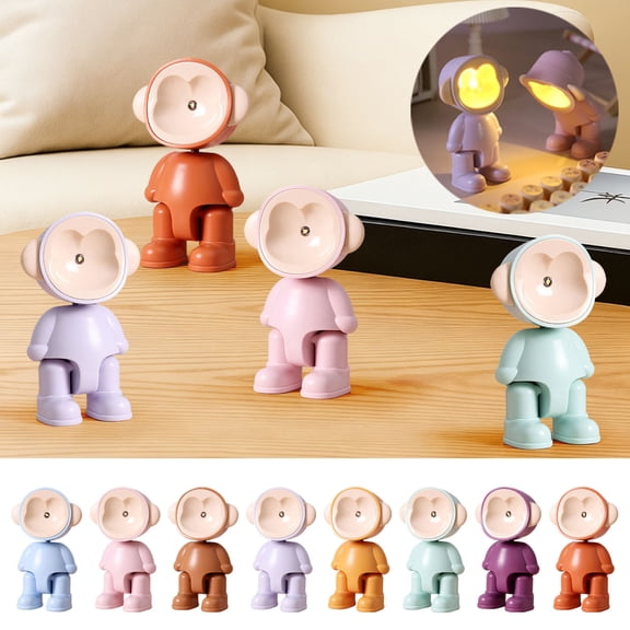 Cute Robot Night Light for Kids – Magnetic Suction Ins Style LED Bedside Lamp, Adjustable Angle, Multi-Color, Battery Operated Desktop Ornament for Bedroom or Birthday Gift