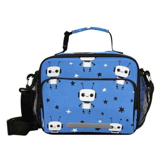 Cute Robots with Stars Insulated Lunch Bag Portable Cooler Bag Mommy Bag Large Capacity 6L