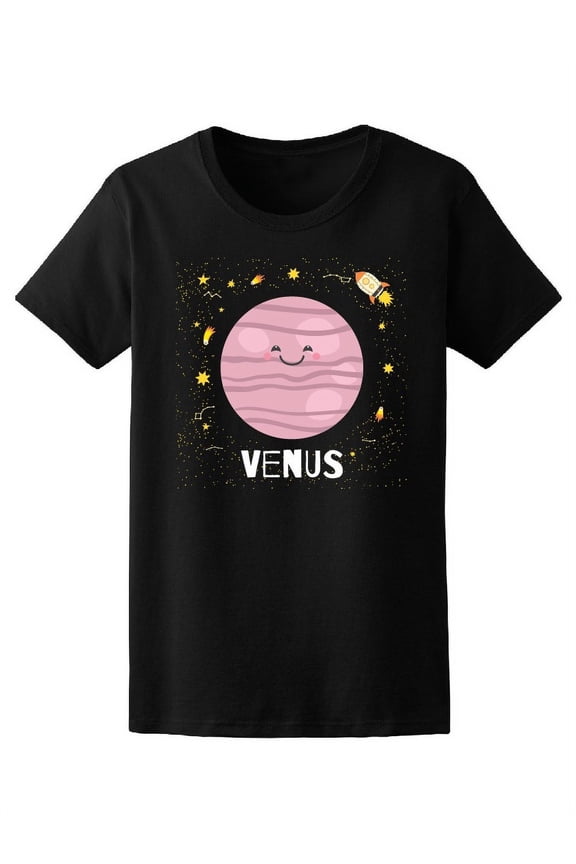 Cute Rocket Kawaii Venus Planet T-Shirt Women -Image by Shutterstock, Female Medium