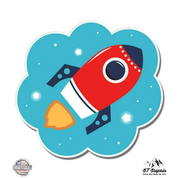 Cute Rocket Space Theme - 5" Vinyl Sticker - For Car Laptop I-Pad - Waterproof Decal