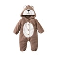 thumbnail image 1 of Cute Romper with Hood, Baby Boys Girls Cartoon Bear Hooded Jumpsuit Long Sleeve Button-Down One-Piece Outfit, 1 of 9