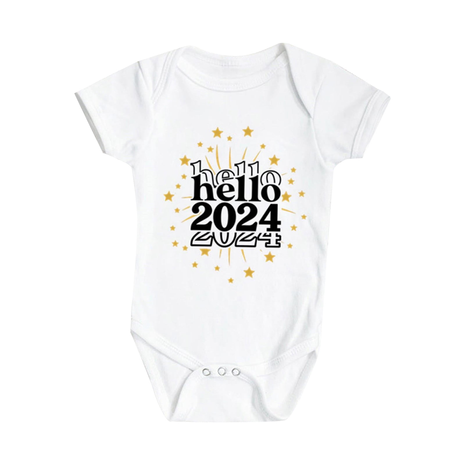 Cute Rompers Hello 2024 Baby New Year Crawling Soft Comfy Jumpsuit Baby