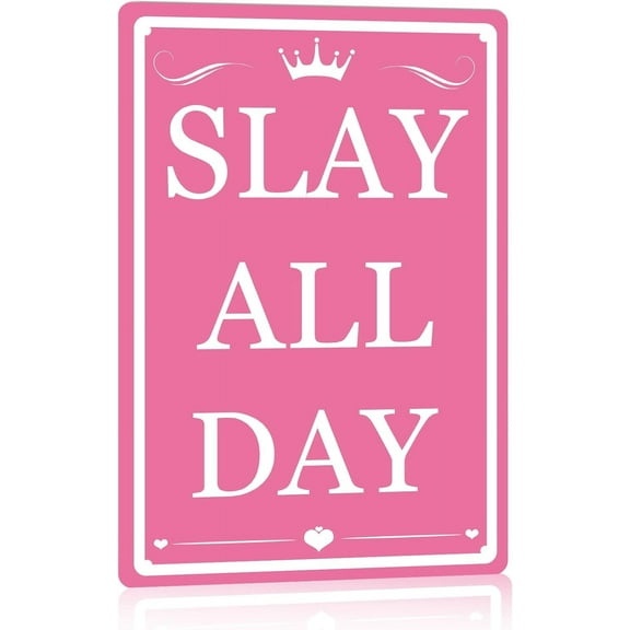 Cute Room Decor For Teen Girls Bedroom Aesthetic Slay All Day Sign Preppy Stuff Funny Posters Pink Room Signs Coquette Decor Girl Dorm Room Wall Decor Cute Things,812 inch