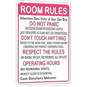 Cute Room Decor for Teen Girls Room Rules Sign Pink Bedroom Decor for Teen Girls Funny Door Signs Preppy Stuff Room Decorations Gifts for Teenage Girl 10-12 Year Old Birthday Holidays