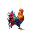 thumbnail image 1 of Cute Rooster Acrylic Christmas Ornaments, Cartoon Rooster 2D Pendants for Xmas Tree Decorations, Animal Theme Holiday Home Decor, Festive Car Interior Hanging Decor with Christmas Designs, 1 of 5