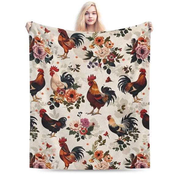 Cute Rooster BlaCute Raccoon Blanket Bedding Soft Cozy Flannelnket Gifts for Adult 50x40