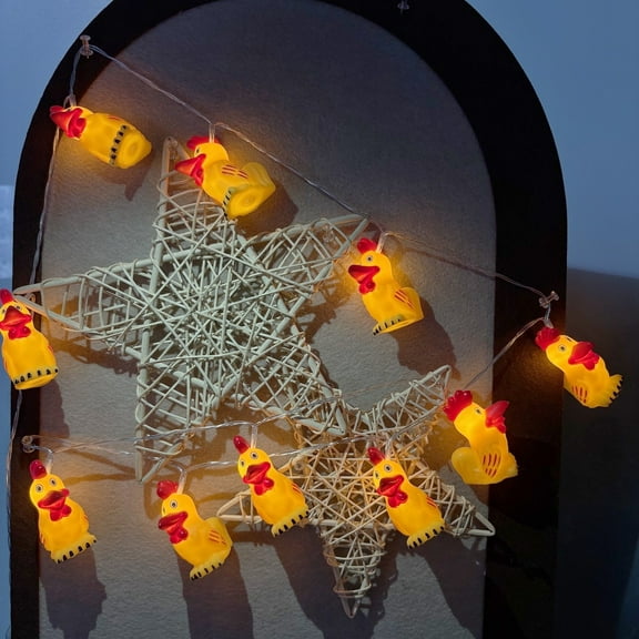 Cute Rooster Turkey Chicks String Lights 1.65m 10LEDs Battery Operated Night Decor Fairy Light for Christmas Easter Farm Birthday