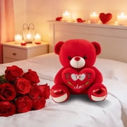 Cute Rose Bear Stuffed Doll, Soft Plush Teddy Bear Toy for Girls Kids, Ideal Birthday Gift for Daughter Girlfriend Lover, Home Decor Stuffed Animal