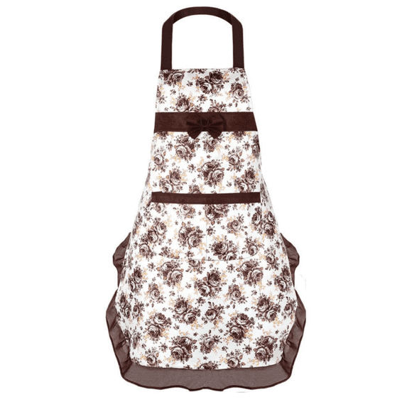 Cute Rose Flower Kitchen Apron with Bowknot for Women,Fashionable Stain-Resistant Cooking Apron for Home and Housework