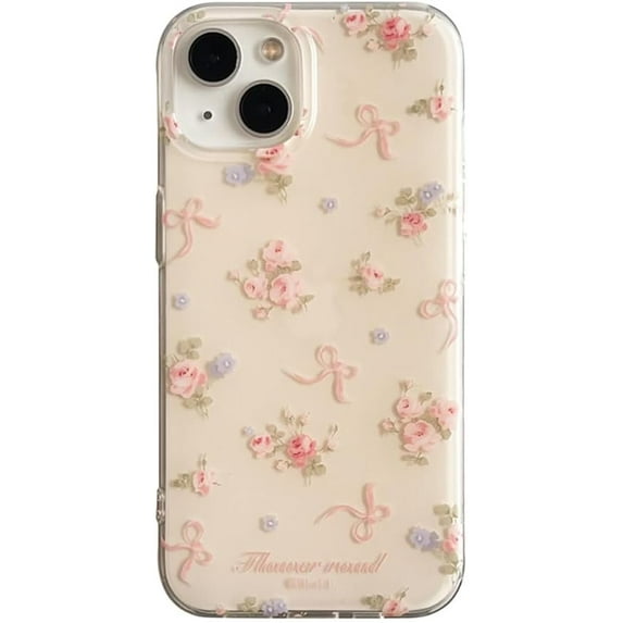 Cute Roses Flower Bow Clear Soft Phone Case Compatible with iPhone Case (Clear,iPhone 12)