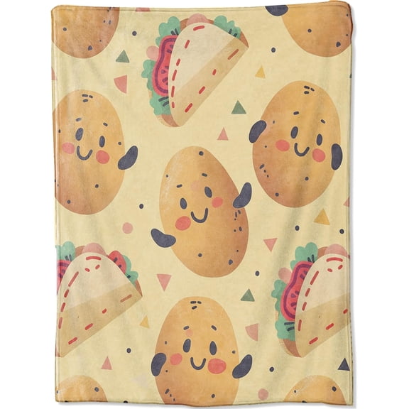 Cute Rosy Cheek Potato Blanket, Colorful Filling Tacos Throw Blankets for Home Bedroom Couch Room Decor, Fluffy Comfortable Warm Throws, for Kids Boys Girls, 40x50 in