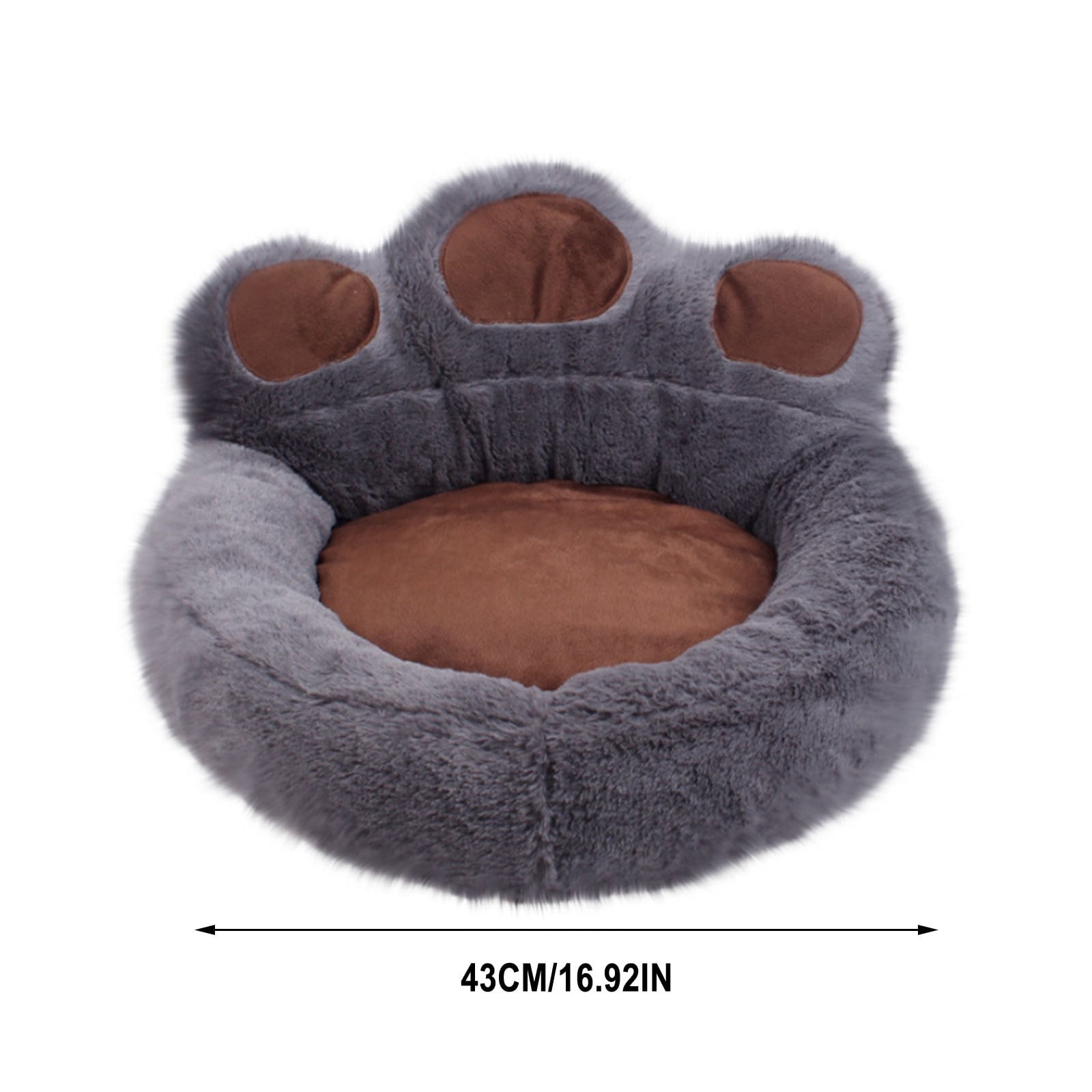 Cute Round Calming Dog Bed of Paw Shape, Pet Large Fur Plush Dog Bed Donut for Medium Large Breed Dog, Soft, Comfy and Cozy Doggie Bed with Bolster E
