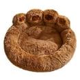 thumbnail image 1 of Cute Round Calming Dog Bed of Paw Shape, Pet Large Plush Dog Donut Bed for Medium Large Breed Dog, Soft, Comfy and Cozy Doggie Bed with Bolster, 1 of 5