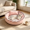 thumbnail image 1 of Cute Round Cat Beds for Indoor Cats, Soft Plush Pet Bed for Small Dogs Cats, Winter Warm Cat beds for Home Office Indoor, 1 of 6