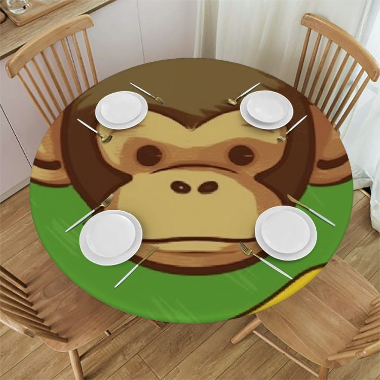 Cute Round Fitted Tablecloth with Elastic Edge Picnic Table Cloth