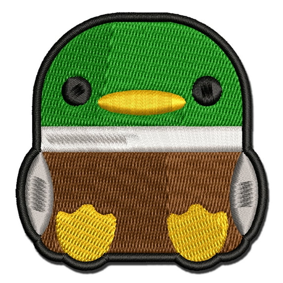 Cute Round Mallard Duck Applique Multi-Color Embroidered Iron-On Patch - 2.0 Inch Mini