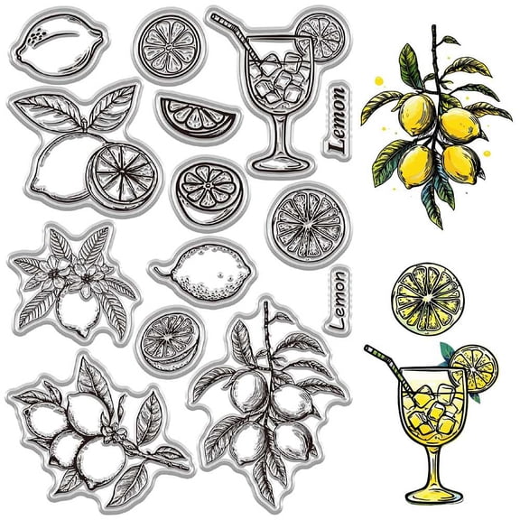 Cute Rubber Clear Stamps Lemon Fruit Juice Plant Flower Transparent Silicone Seals Handmade Summer
