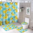thumbnail image 1 of Cute Rubber Duck 4 Pcs Bathroom Shower Curtain Set, Bathroom Sets with Rugs (Bath Mat, U Shape and Toilet Lid Cover Mat) and 12 Hooks,, 1 of 5