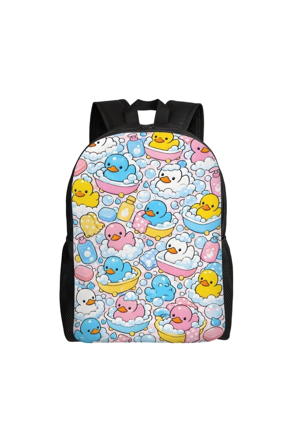 Cute Rubber Duck Backpack Full Front Print Travel Laptop Bag for Men and Women