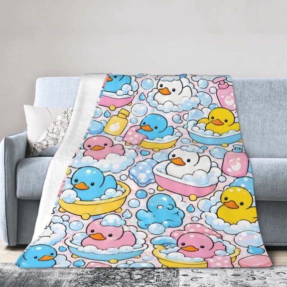 Cute Rubber Duck Bath Blanket Gift Throw Blanket Gift for Bubble Bathtub Nursery Bathroom Decor 50x40