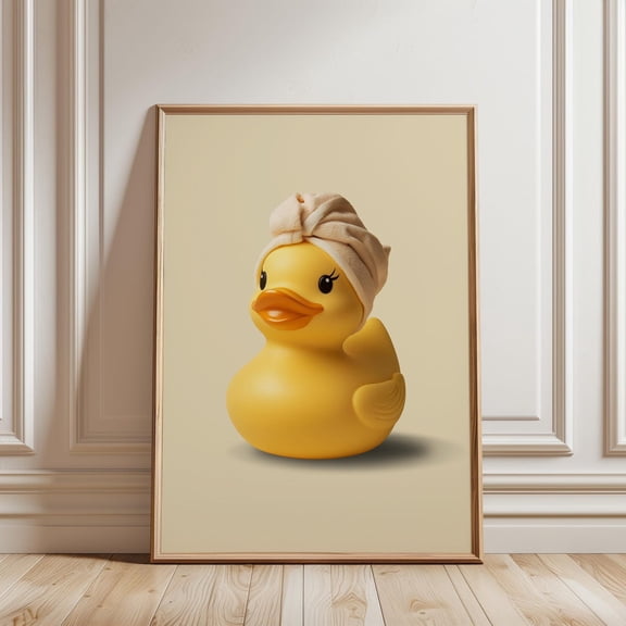 Cute Rubber Duck Bathroom Duck Bath Restroom Decor, Unframed Paper Print Size 12x18