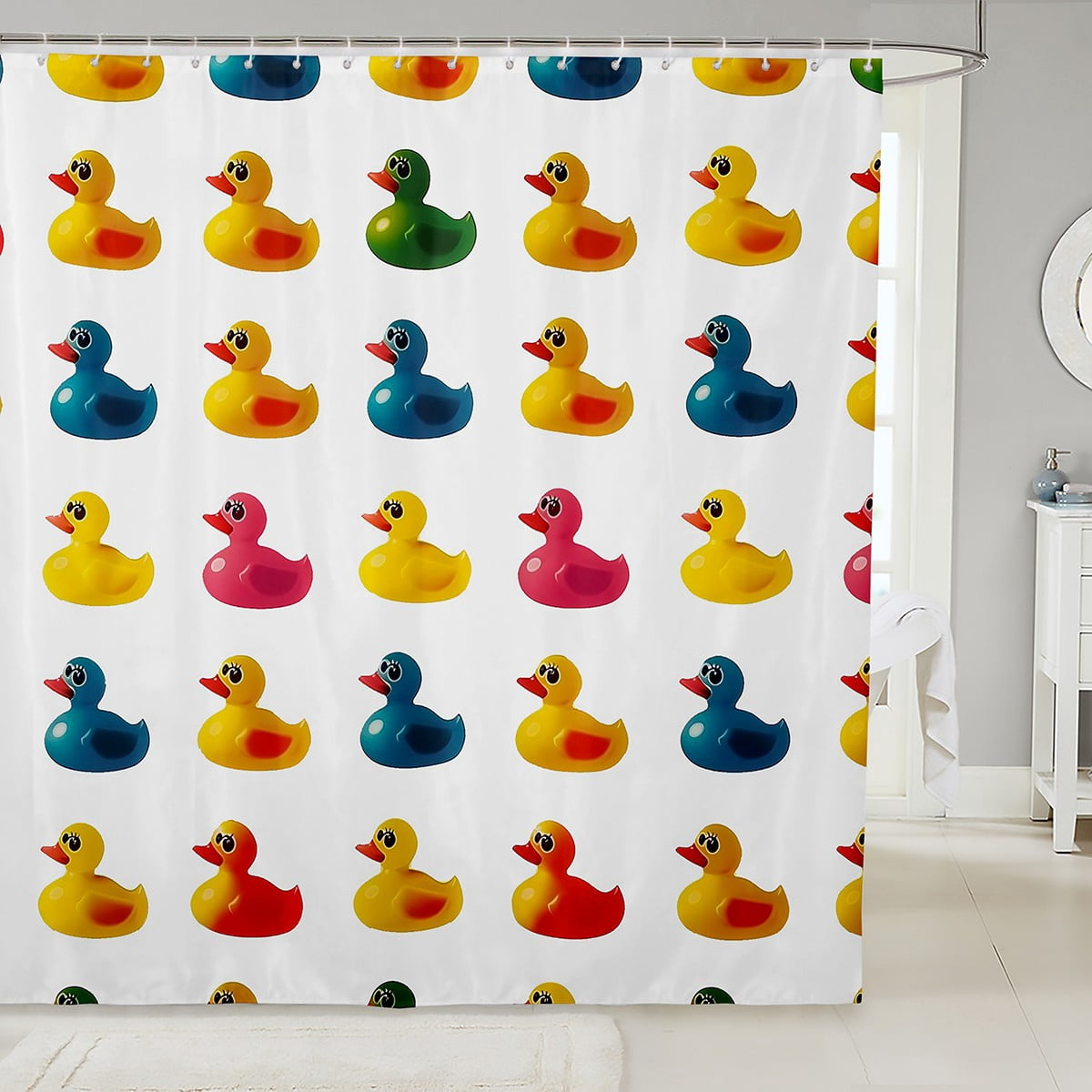 Cute Rubber Duck Shower Curtain 72"W x 72"L for Bathroom,Duck Toy ...
