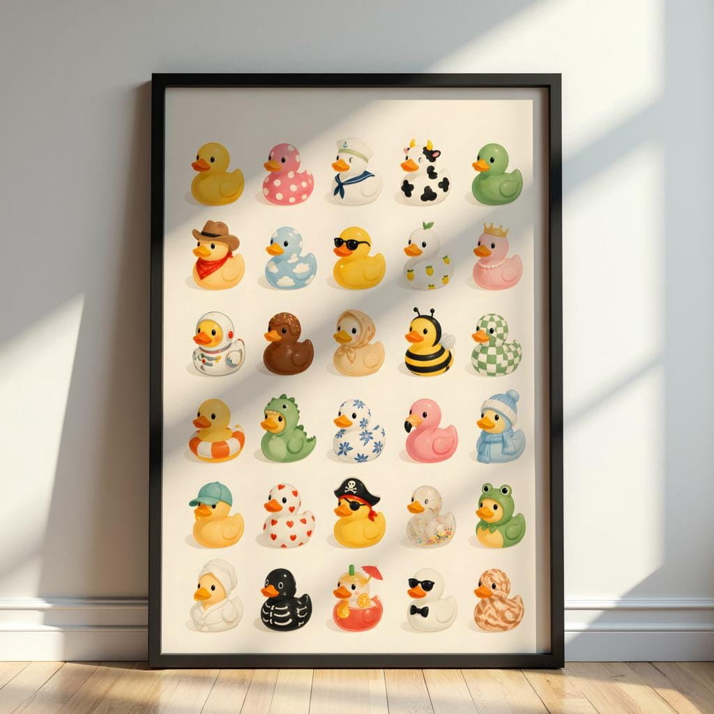 cute-rubber-duck-wall-art-whimsical-bathroom-poster-colorful-duck