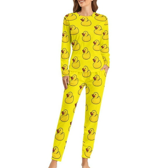 Cute Rubber Ducks Pajamas Spring Animal Print Night Oversize Nightwear Female Long-Sleeve Pattern Soft Pajama Sets