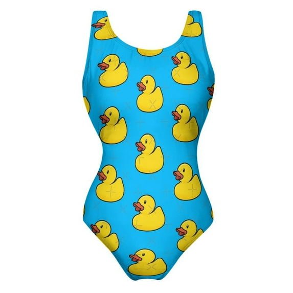 Cute Rubber Ducks Swimsuit Animal Print OnePiece Swimwear Push Up Stylish Bathing Suit Holiday Rave DIY Swimsuits
