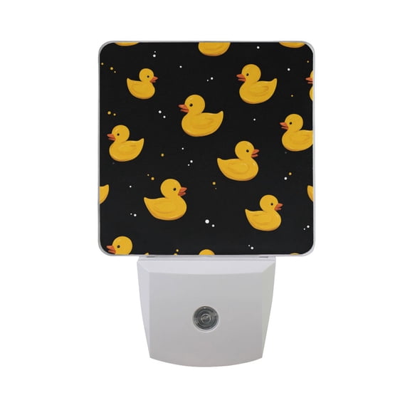Cute Rubber Ducks with Small Dots LED Night Light Sensor Lamp Plug-in Adjustable Brightness 2 Pack