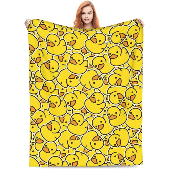 Cute Rubber Ducky Throw Blanket Warm Ultra-Soft Micro Fleece Blanket for Bed Couch Living Room