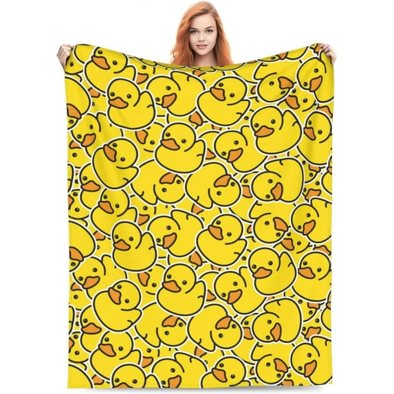 Cute Rubber Ducky Throw Blanket Warm Ultra-Soft Micro Fleece Blanket for Bed Couch Living Room