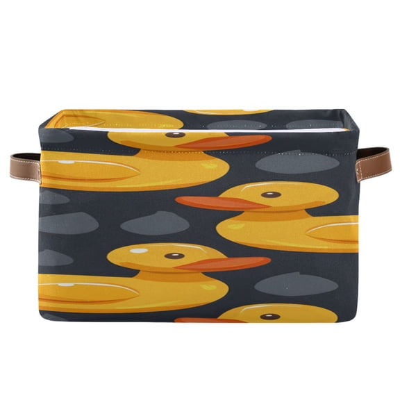 Cute Rubber Yellow Ducks Square Storage Bins with Handles Collapsible Containing Box 1 Pack