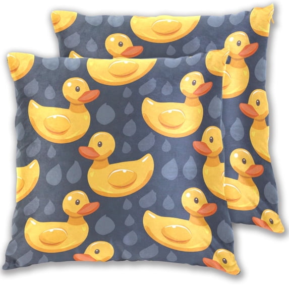 Cute Rubber Yellow Ducks Throw Pillow Covers Pillowcases 18 x 18 Inch Home Decor 2 Packs for Bedroom Sofa
