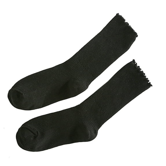 Cute Ruffle Ankle Socks for Women Cotton Soft Solid Color Ribbed Knit Lettuce Edge Low Cut Middle Tube Frilly Crew Socks